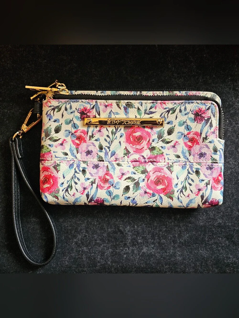 EUC - Betsey Johnson Floral Dual Zip Clutch
